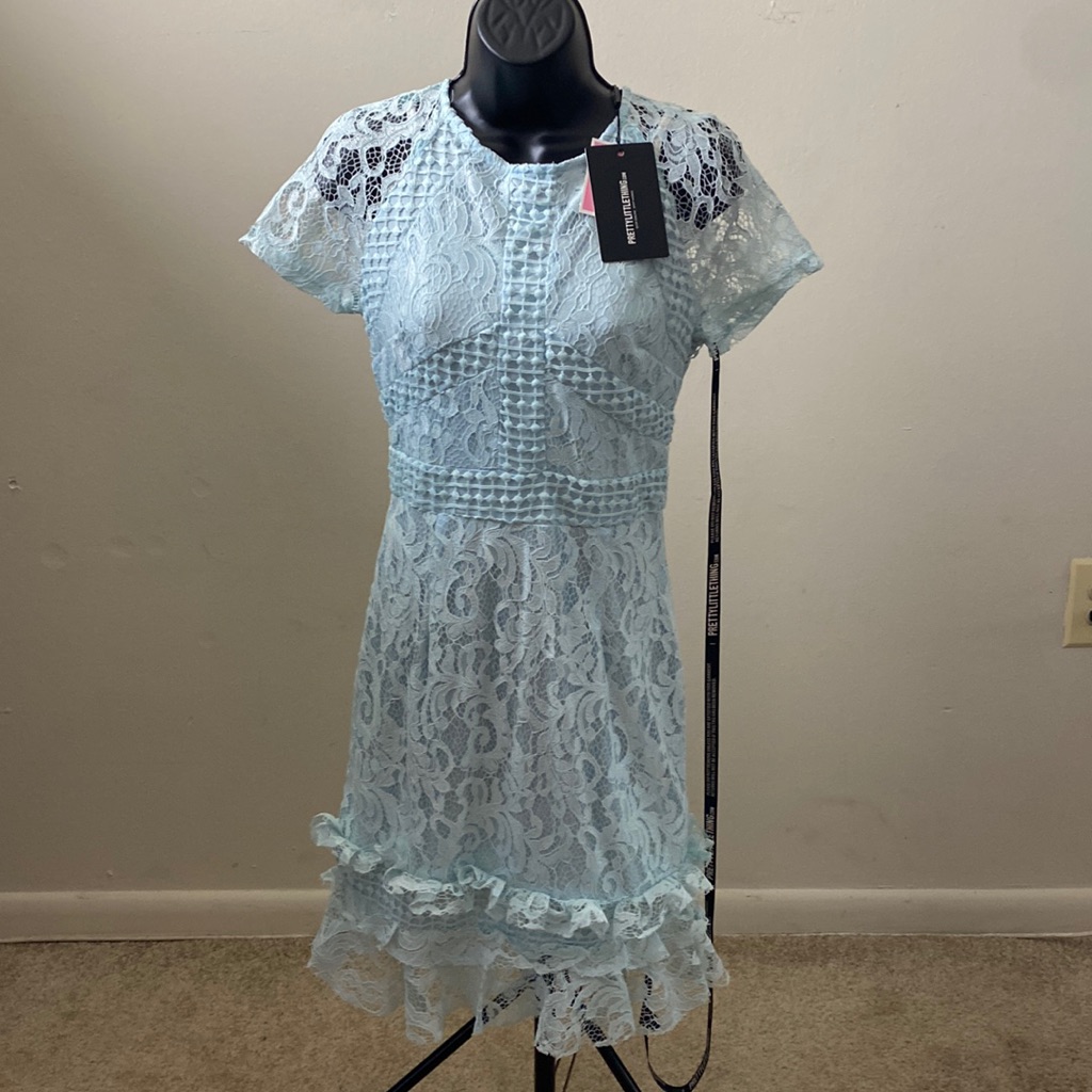 chinese dress ladies Love Is Alive Lace Mini Dress Blue